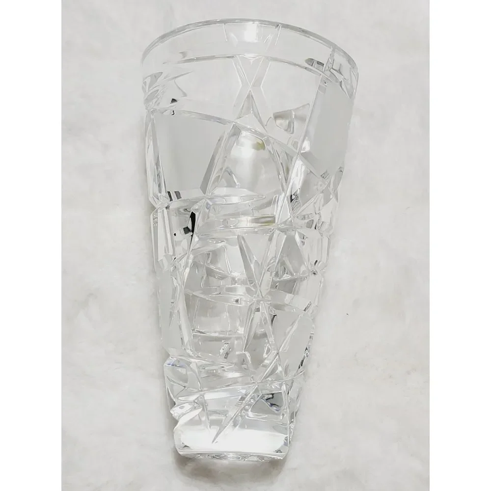 Caesar Crystal Bohemiae Hand Cut Lead Crystal Miter Vase 6.5" Karel Rosa Signed - Picture 11 of 13